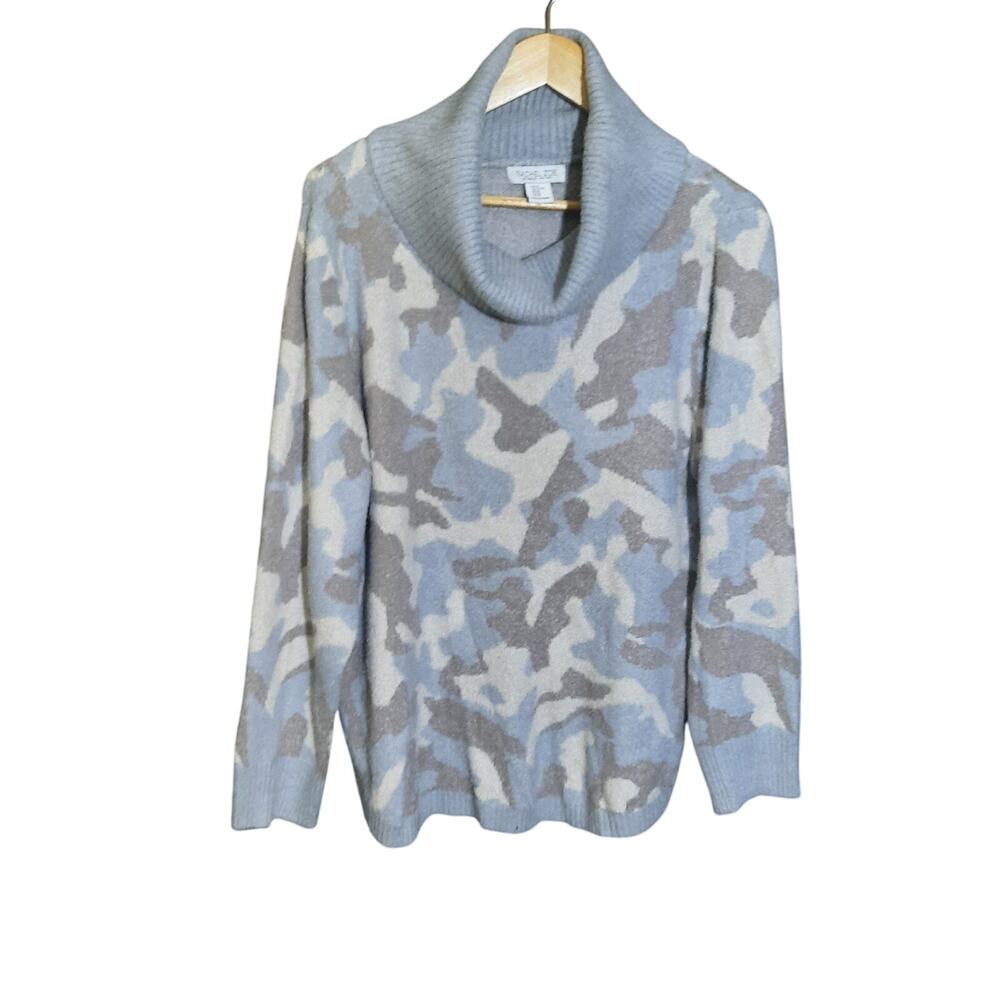 Rachel Zoe Womens Camo Pattern Cowl Neck Long Sleeve Sweater Size XL